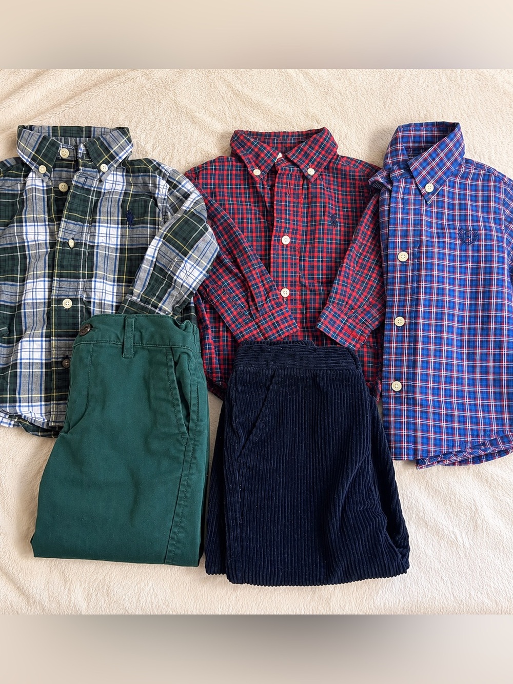 Ralph Lauren Boys 5-Piece Preppy Outfit Bundle 9-12m | Button Downs & Cords
